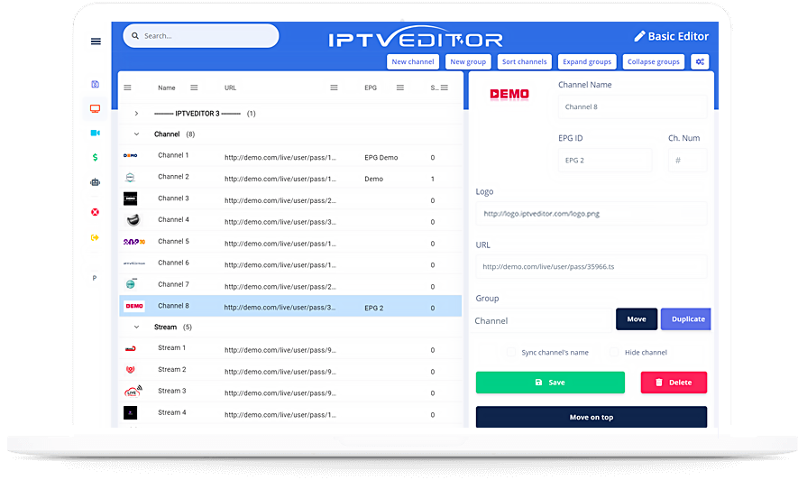 The most advanced M3U and EPG editor for your playlists IPTVEditor